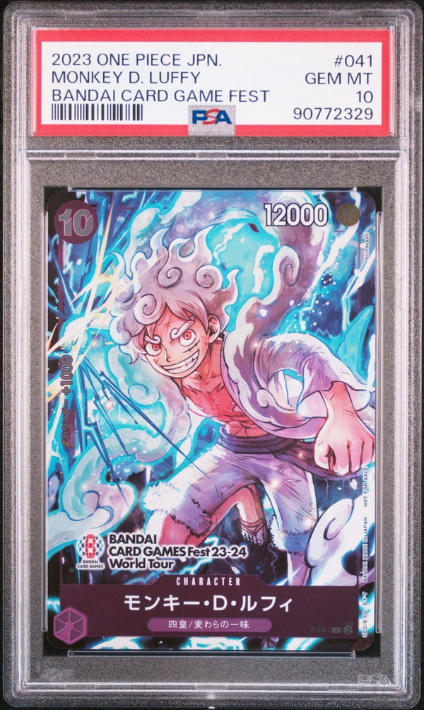 Carte One Piece PSA 10 GEM MINT - 041 MONKEY D. LUFFY BANDAI CARD GAME FEST – japonais | JapanResell